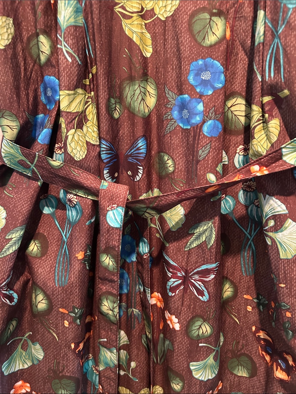 Brown Floral Sleeveless Tie-Waist Casual Dress - Picture 3 of 5
